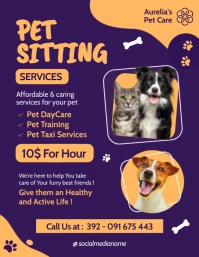 pet sitting professional services purple and Flyer (US Letter) template