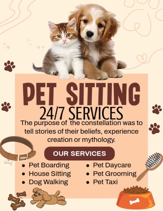 Pet Sitting Services Folheto (US Letter) template