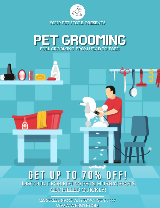 PET STORE GROOMING AD FLYER TEMPLATE | PosterMyWall