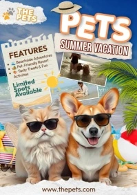 Pet Summer Vacation Ads A4 template