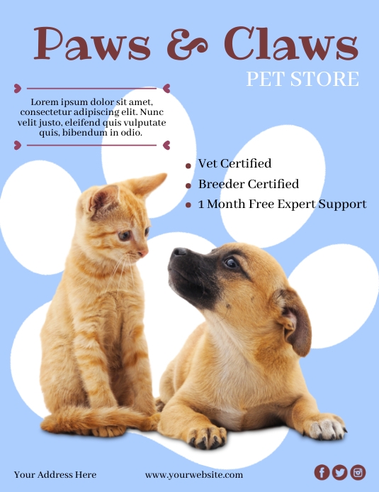 Pets, Pet Store Flyer (US Letter) template