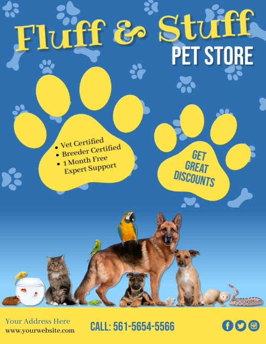 Pets, Pet Store ใบปลิว (US Letter) template