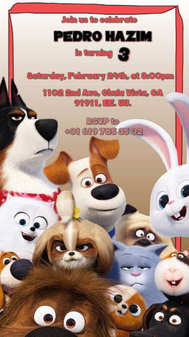 pets 2 invitación pelicula mascotas Digitale Vertoning (9:16) template