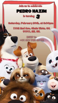 pets 2 invitación pelicula mascotas Digital Display (9:16) template