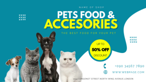 PETS FOOD AND ACCESSORIES FLYER Ekran reklamowy (16:9) template