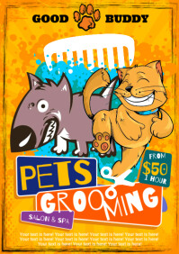 PETS GROOMING POSTER A4 template