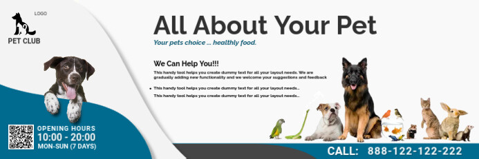 Pets Store Banner Adverting Banner 2' × 6' template