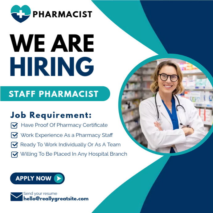 PHARMACIST HIRING Template | PosterMyWall