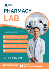 Pharmacy Lab Services Poster Template – Modern Medical Diagnostic Flyer A2