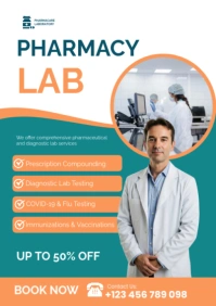 Pharmacy Lab Services Poster Template – Modern Medical Diagnostic Flyer A2