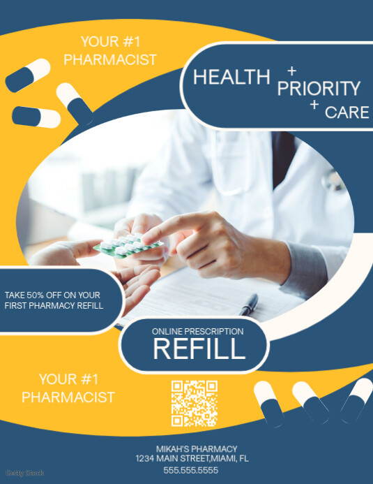Pharmacy Prescription Refill Ad Template (1) PosterMyWall