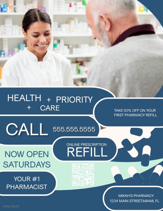 Pharmacy Prescription Refill Flyer Template PosterMyWall