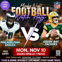 Philadelphia Eagles @ Green Bay Packers Watch Party Instagram Post Template Wpis na Instagrama