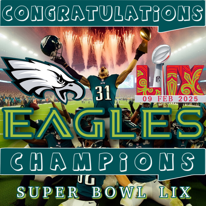 Philadelphia Eagles Super bowl 2025 Champions Post Instagram template