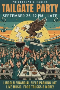 Philadelphia Eagles Tailgate Party Poster Template | Football Game Day Poster