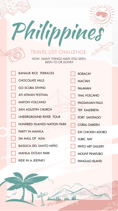 Philippines Travel List Checklist Instagram S Template Postermywall