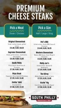 Philly Cheesesteak Digital Display Menu 数字显示屏 (9:16) template