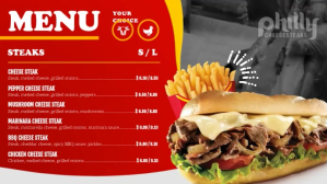 Philly Cheesesteak Landscape Menu Digitalanzeige (16:9) template