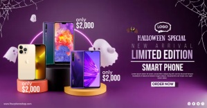 Phone Banner Halloween Sale Obraz udostępniany na Facebooku template