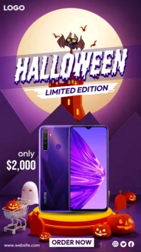 Phone Halloween Sale Flyer Instagram Story template