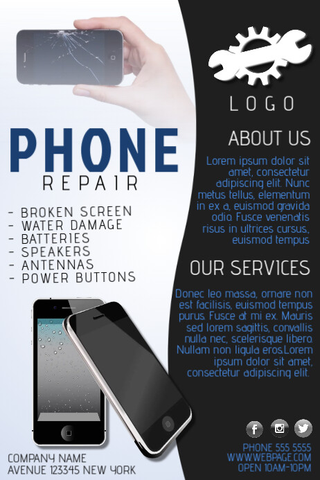 phone repair service business company flyer template โปสเตอร์