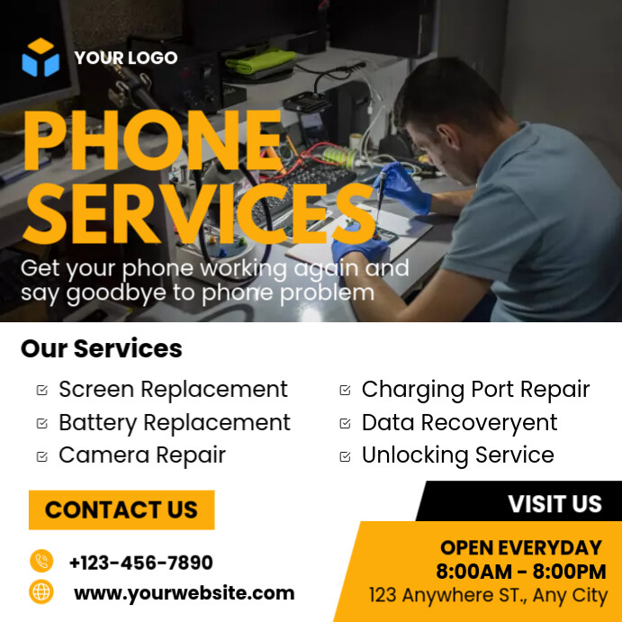 Modèle phone repair services template | PosterMyWall
