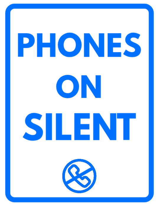 Phones on Silent Sign for Meetings Classrooms Church Services and Quiet ...