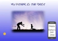 Photo Father's Day blue Cartolina template