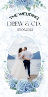 photo wedding banner blue marble flower Rolbanner 3' × 6' template
