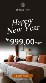 Photocentric Dark Brown Cream Modern New Year Hotel Promotion Instagram Story template