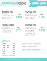 Photography Price Chart