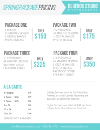 Photographer Price List Template in White