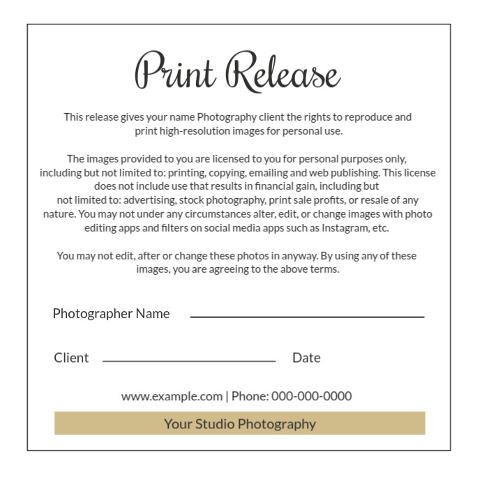 Photographer Print Release Template PosterMyWall