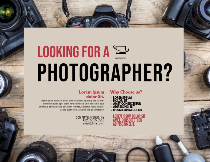 Photographer Service Flyer Design Template 传单(美国信函)