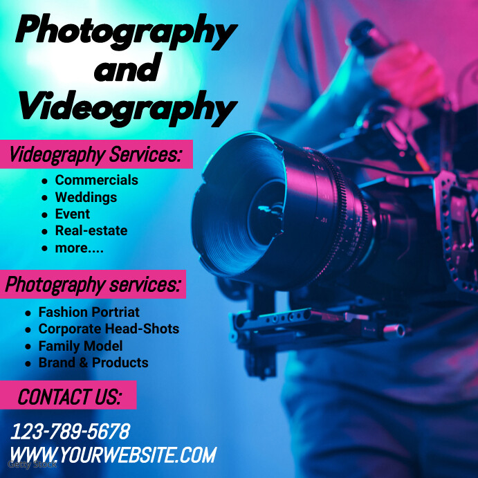 Videostudio Flyer Plantilla de Photography and Videography flyer | PosterMyWall