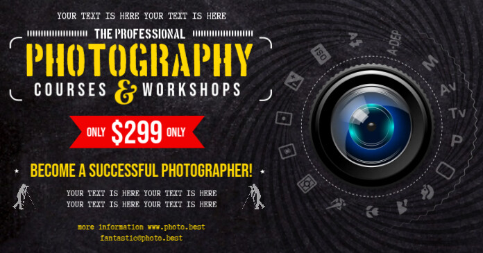 PHOTOGRAPHY COURSES BANNER Facebook Shared Image template