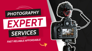 photography expert services red white and bla YouTube Thumbnail template