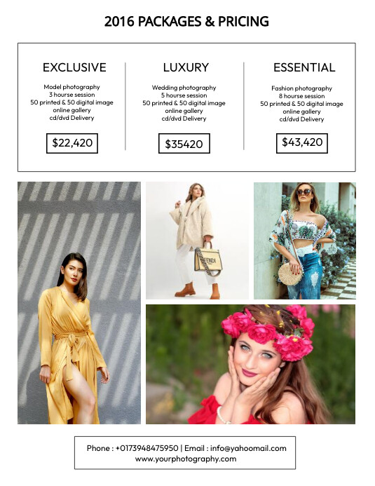 Photography Pricing Template Flyer (US Letter)