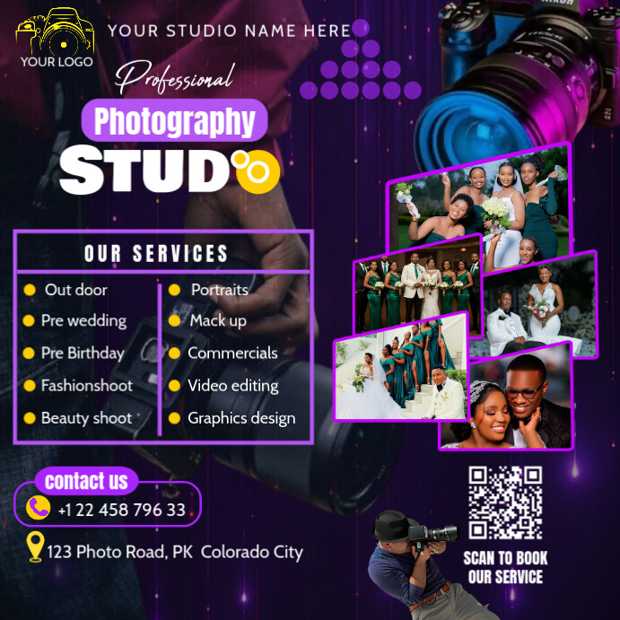Photography Studio flyer template | PosterMyWall