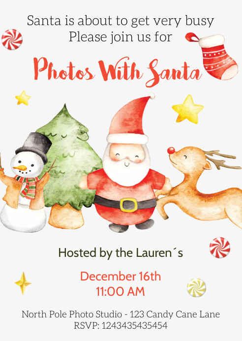 Santa Comic Invitations Photos With Santa Invitation Template | PosterMyWall