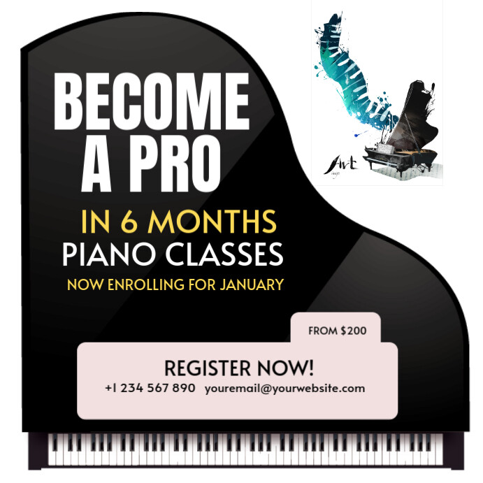 Piano Post Program piano classes Template | PosterMyWall