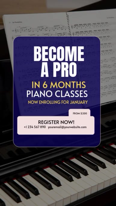 piano classes รีลบน Instagram template