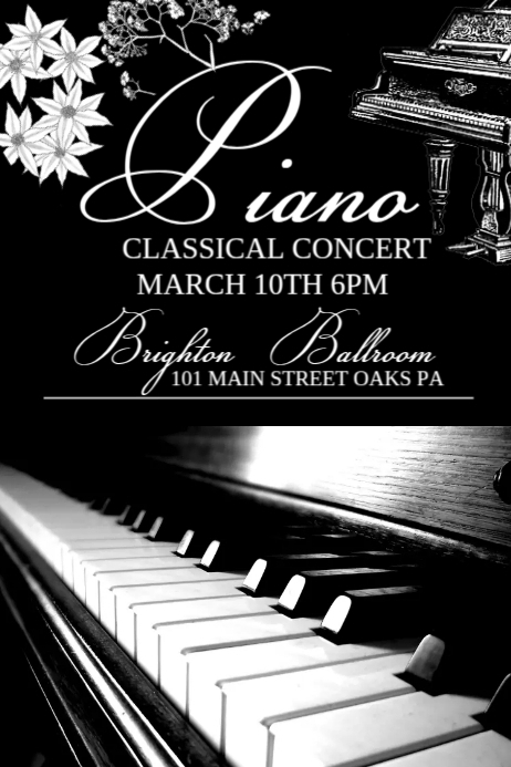 piano concert template flyer