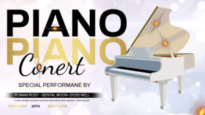 Piano concert poster งานแสดงผลงานแบบดิจิทัล (16:9) template