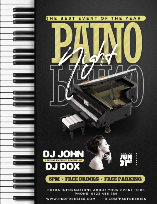 piano 传单(美国信函) template