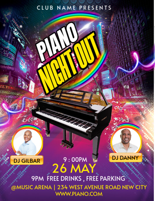 Piano keyboard recital concert music night Event invitation flyer ...
