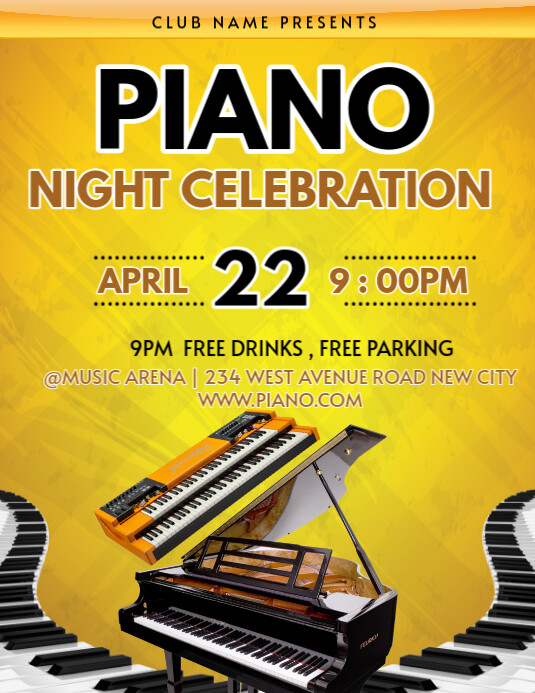 Piano keyboard recital concert music night Event invitation flyer ...