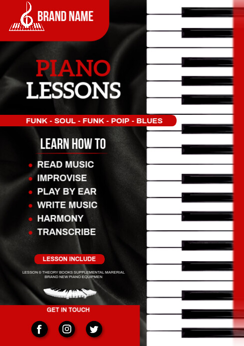 Piano lesson's poster Template | PosterMyWall