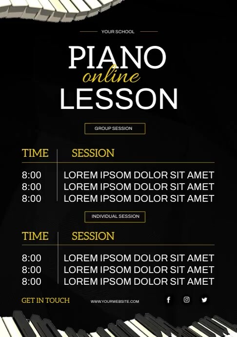Type Lesson Poster Piano lesson's poster Template | PosterMyWall