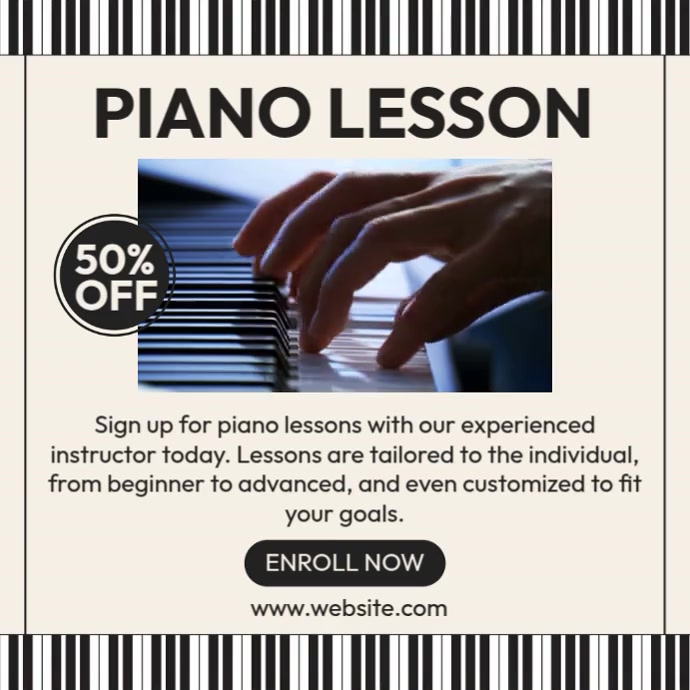 Plantilla de Piano Lesson Ads | PosterMyWall